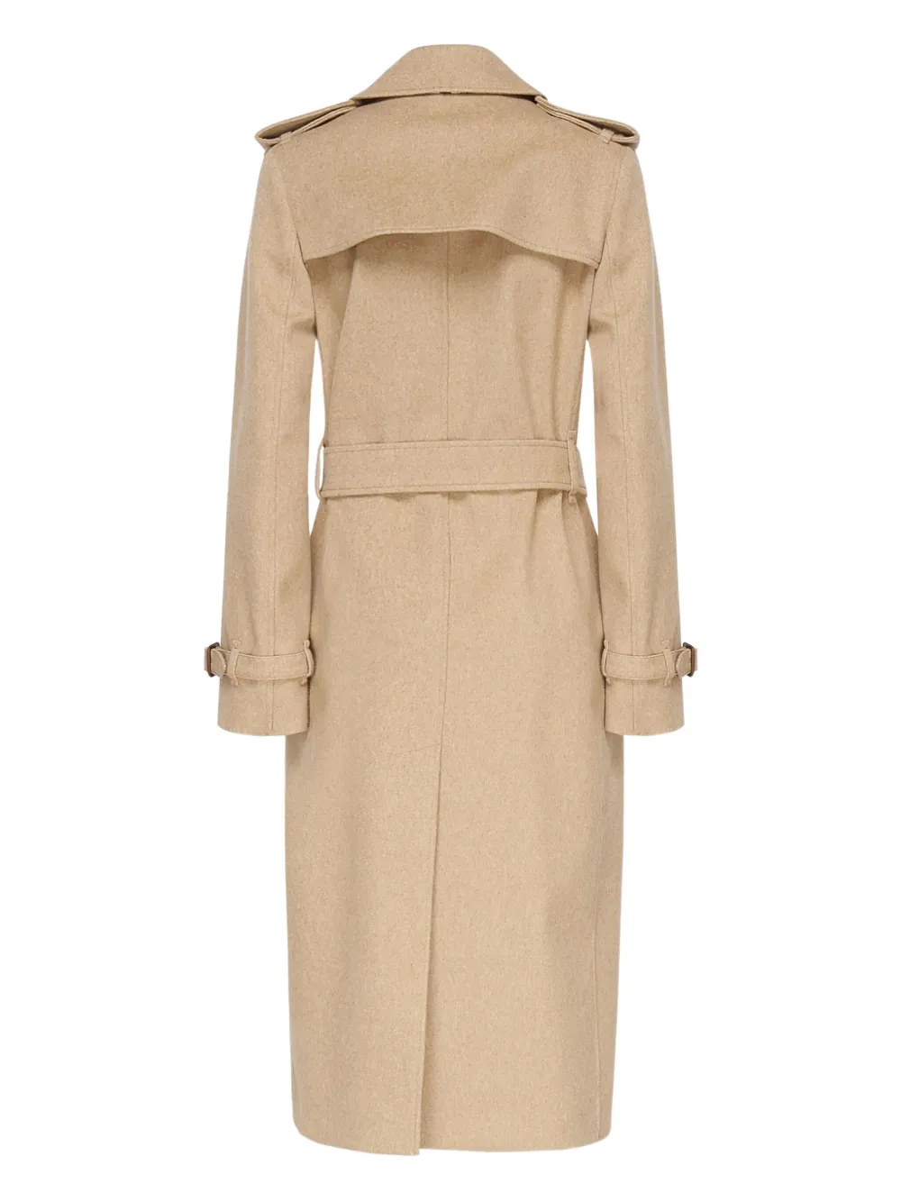 Burberry Kasjmier jas met dubbele rij knopen en ceintuur Beige