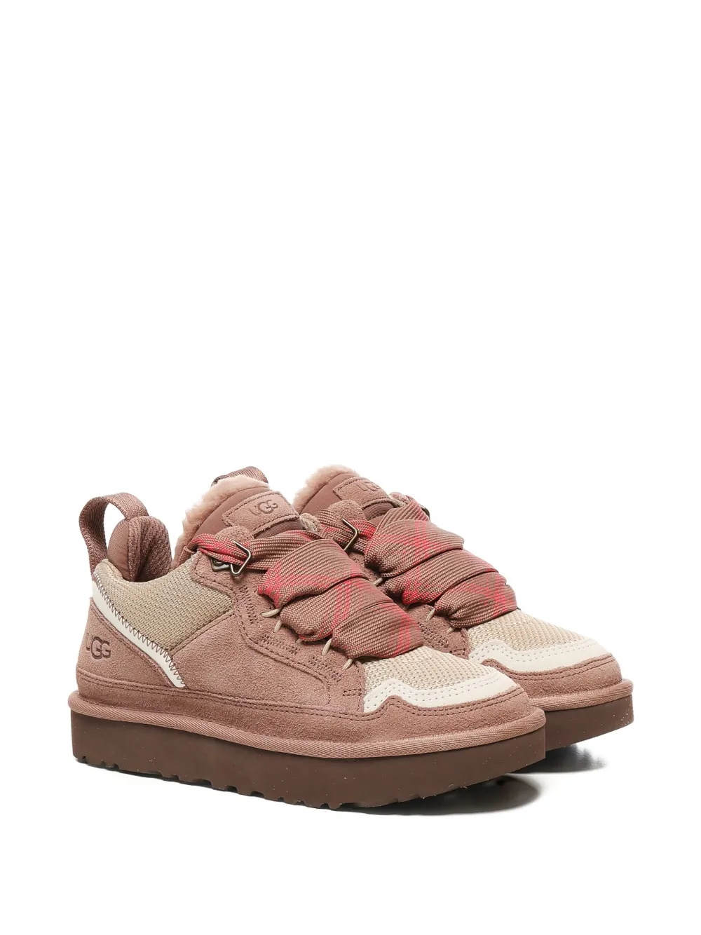 UGG ribbon-lace leather sneakers - Roze