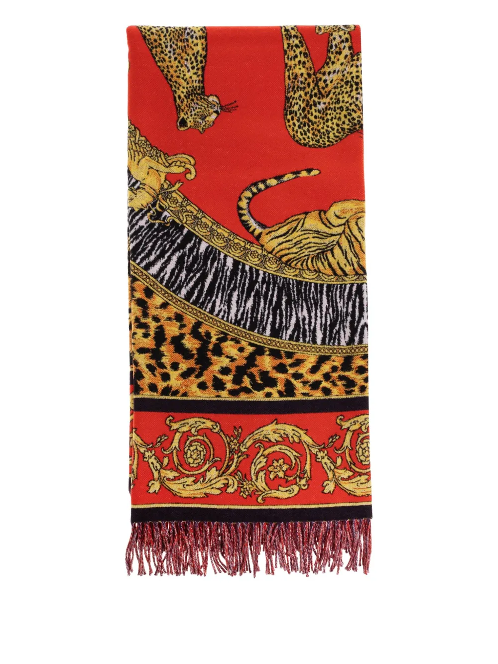 Versace animal-print fringed blanket | Bedding | Image 2