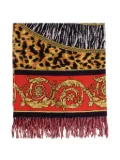Versace animal-print fringed blanket - Red