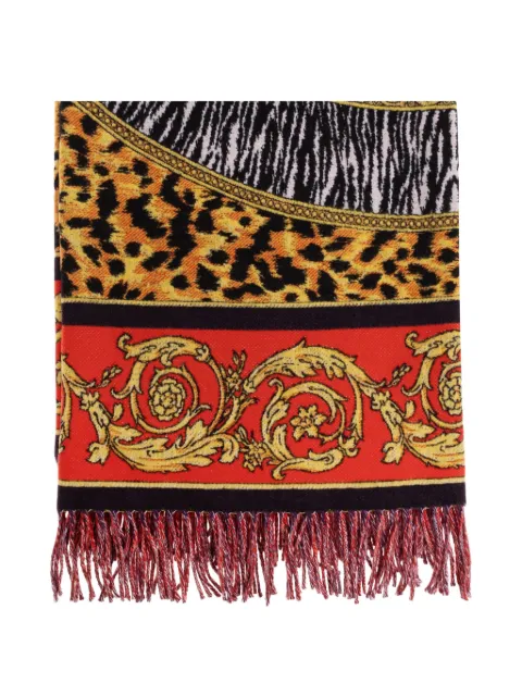 Versace animal-print fringed blanket