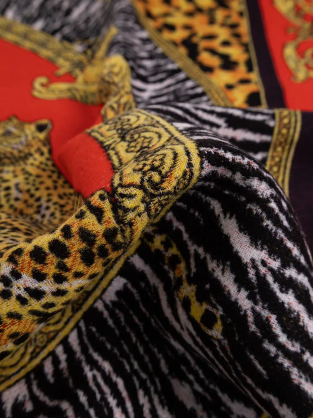 Versace Animal-print Fringed Blanket In Multi