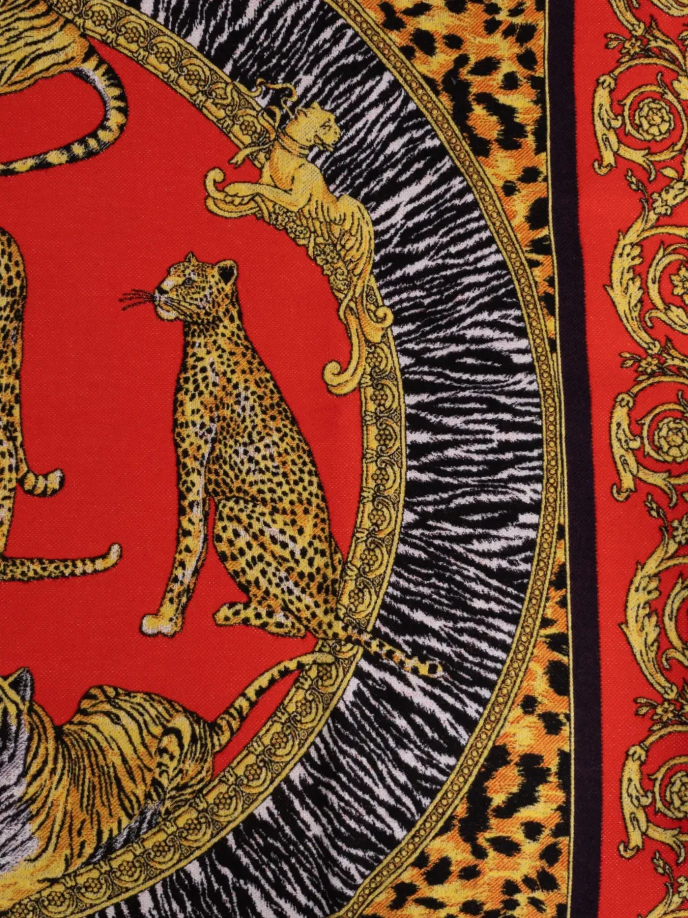 Versace Animal-print Fringed Blanket In Multi
