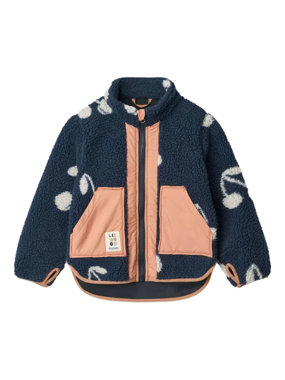 Liewood Fleece jack met kersenprint Blauw