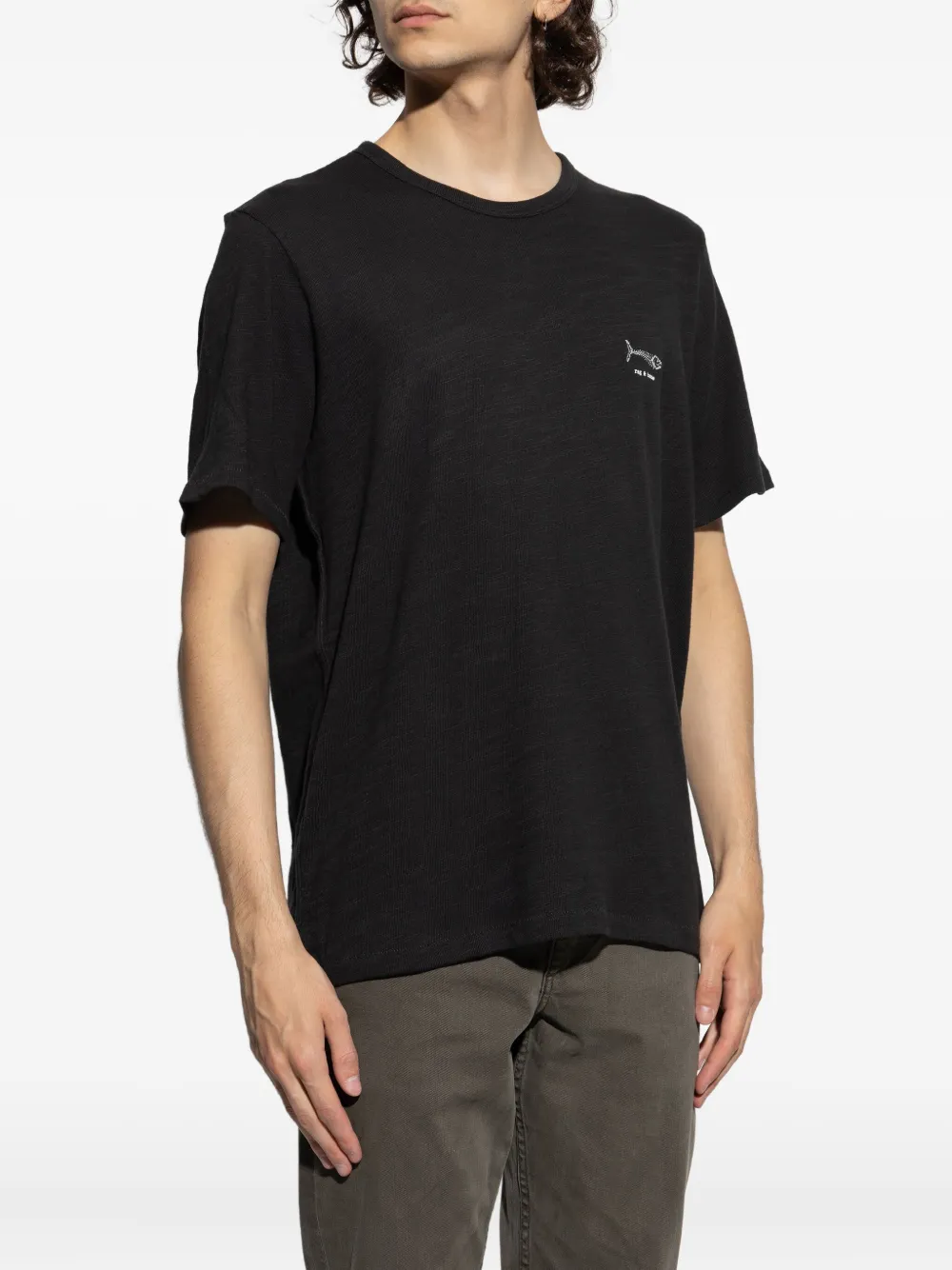 rag & bone Katoenen T-shirt met geborduurde vis Zwart