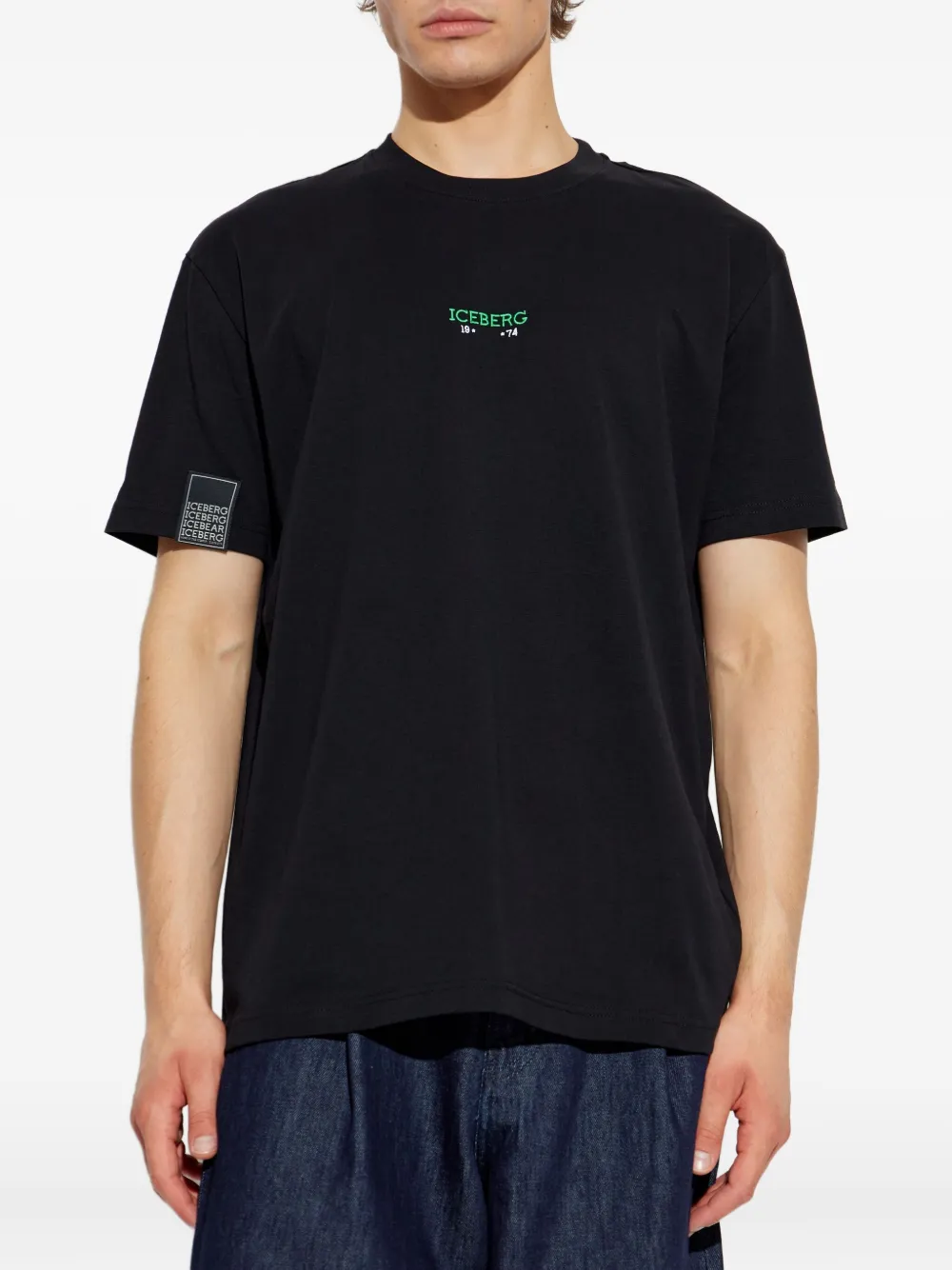 Iceberg Katoenen T-shirt met geborduurd logo Zwart