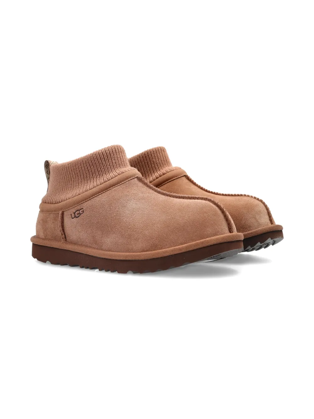 UGG Kids Classic Ultra Mini stretch-cuff knitted-cuff boots Brown