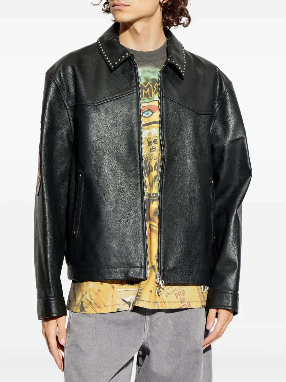 Represent X Iron Maiden Trooper studded leather jacket Zwart