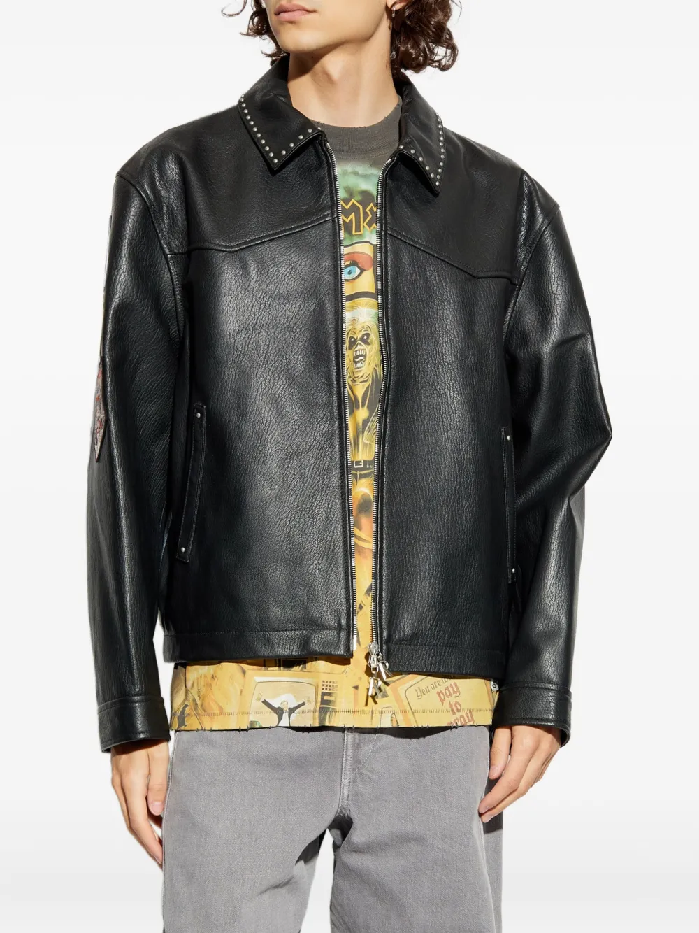 Represent X Iron Maiden Trooper studded leather jacket Zwart
