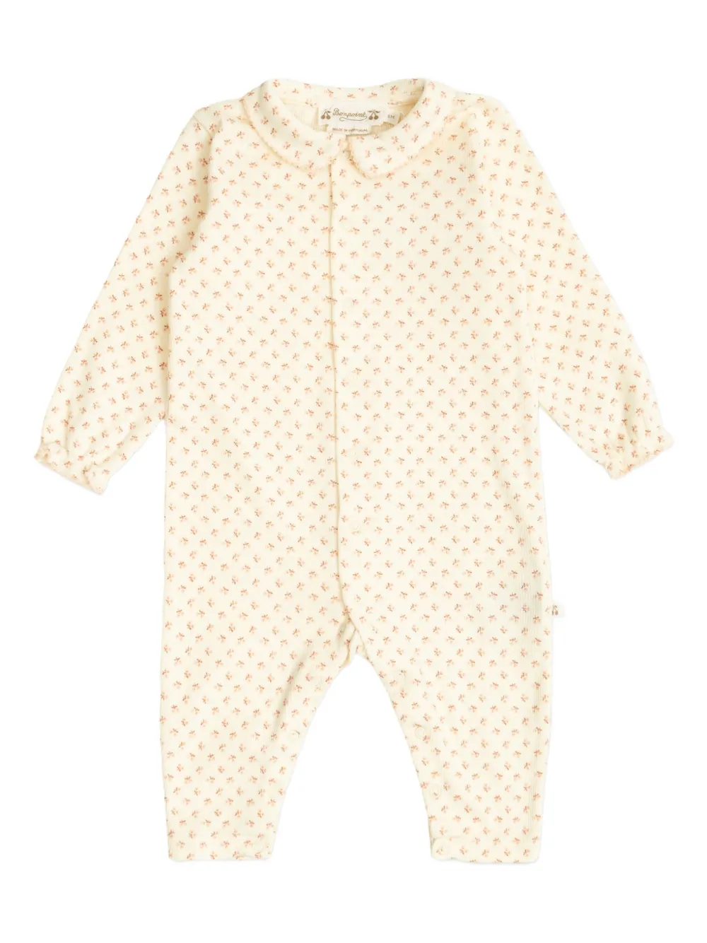 Bonpoint floral-print collared babygrow - ニュートラル Bonpoint floral-print collared babygrow - ニュートラル