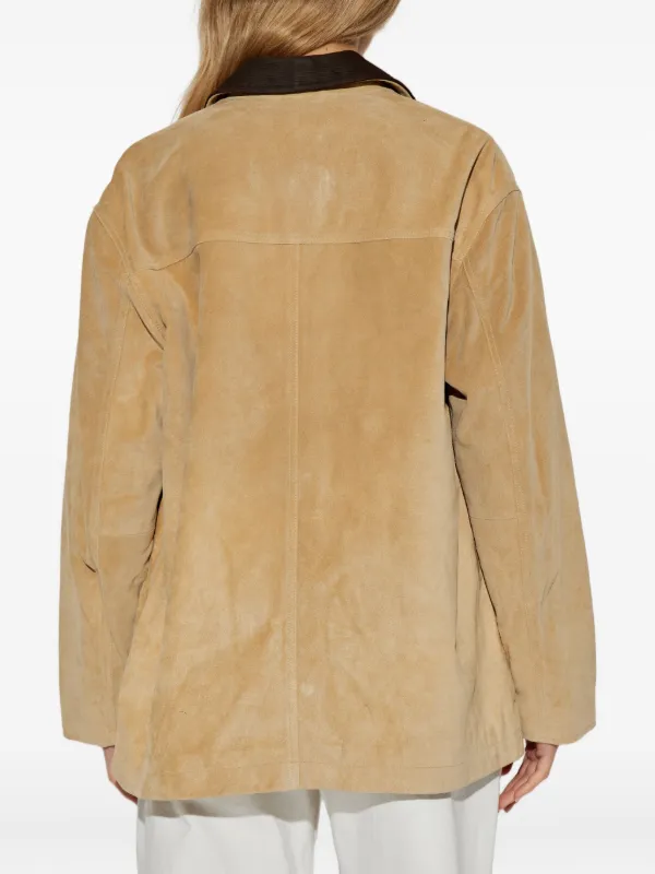 Rag Bone press-stud Suede Jacket Neutrals FARFETCH JO
