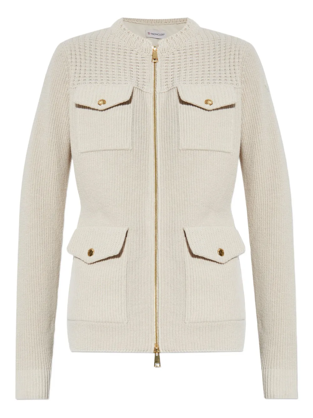 Moncler ribbed pocketed cardigan Beige