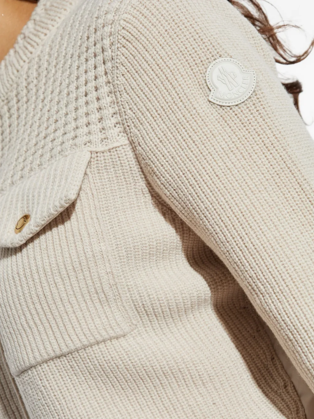 Moncler ribbed pocketed cardigan Beige