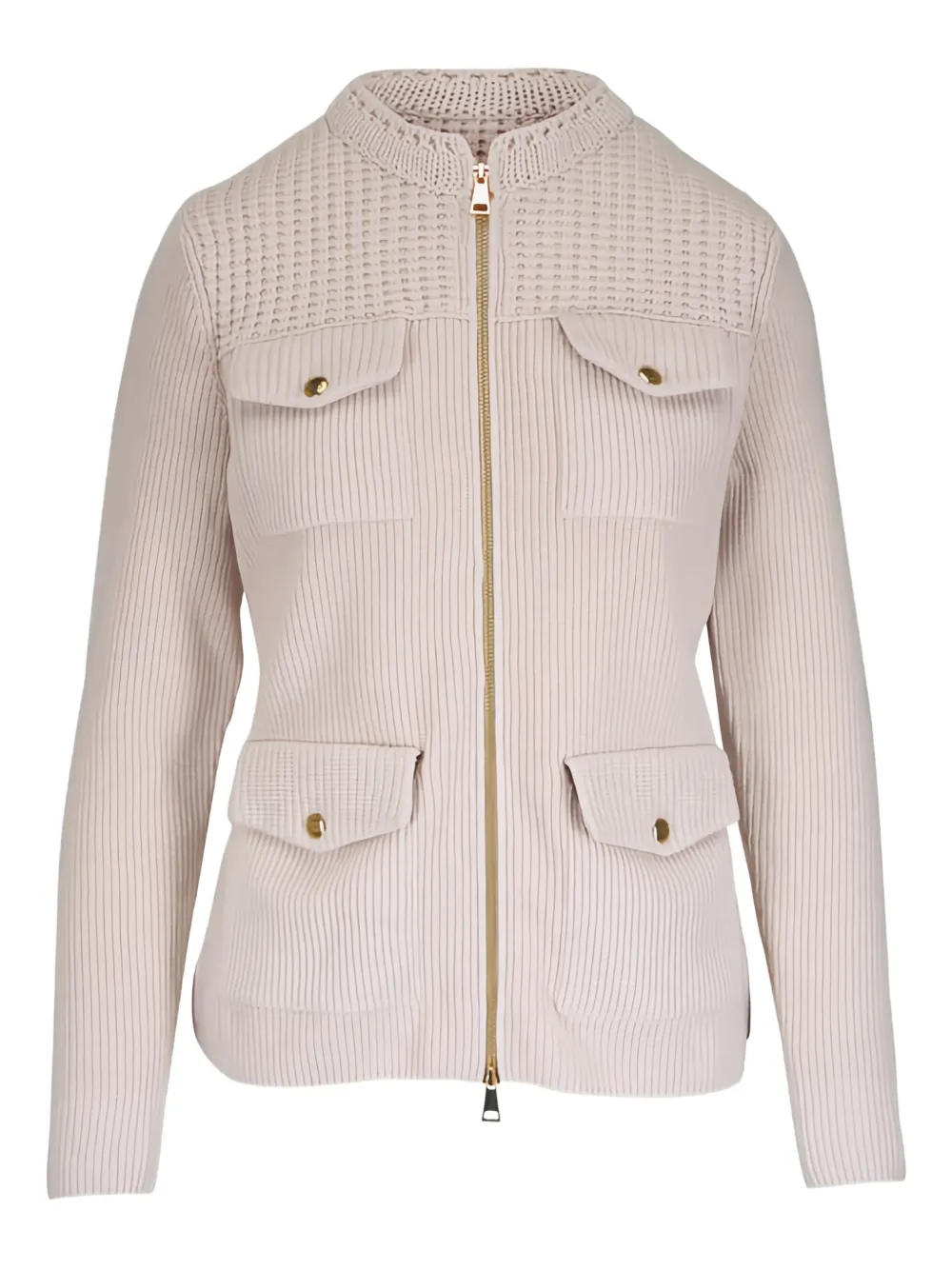 MONCLER Gerippter Cardigan mit Taschen - Nude