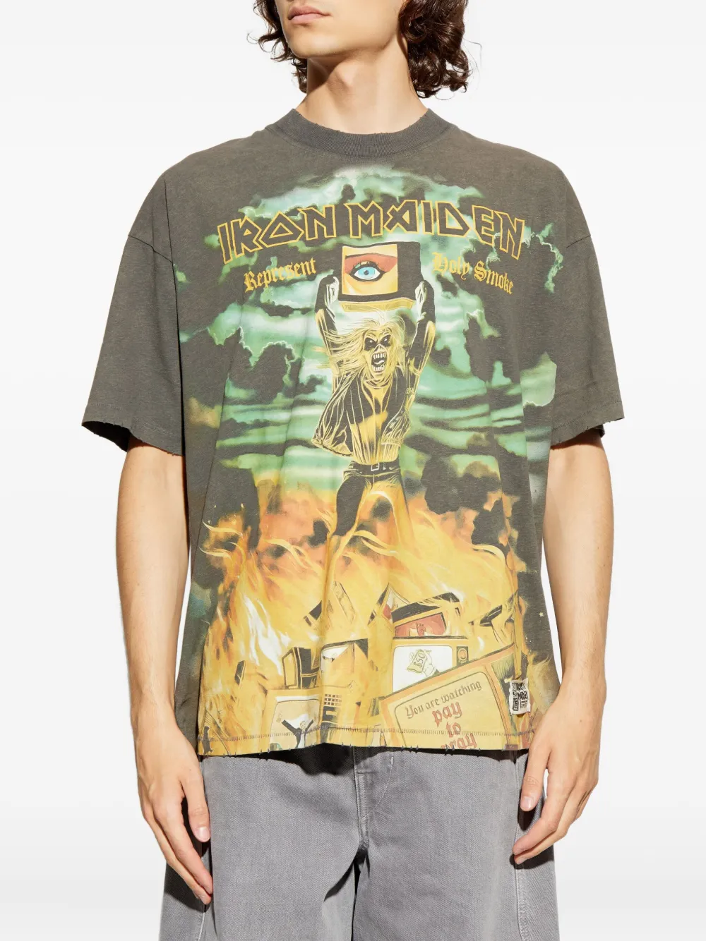 Represent x Iron Maiden Steed T-shirt met grafische print Groen
