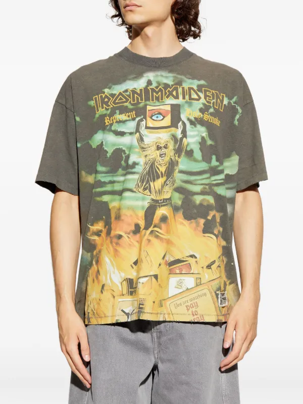 Represent x Iron Maiden Steed graphic-print T-shirt | Green