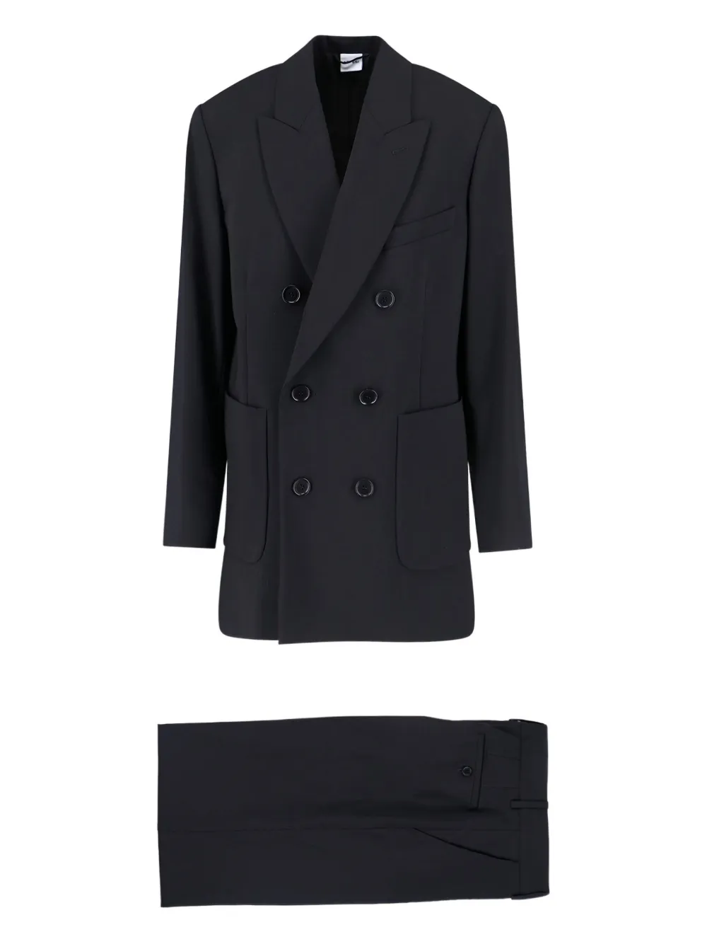 Aspesi Double-breasted Pocket Suit In Black