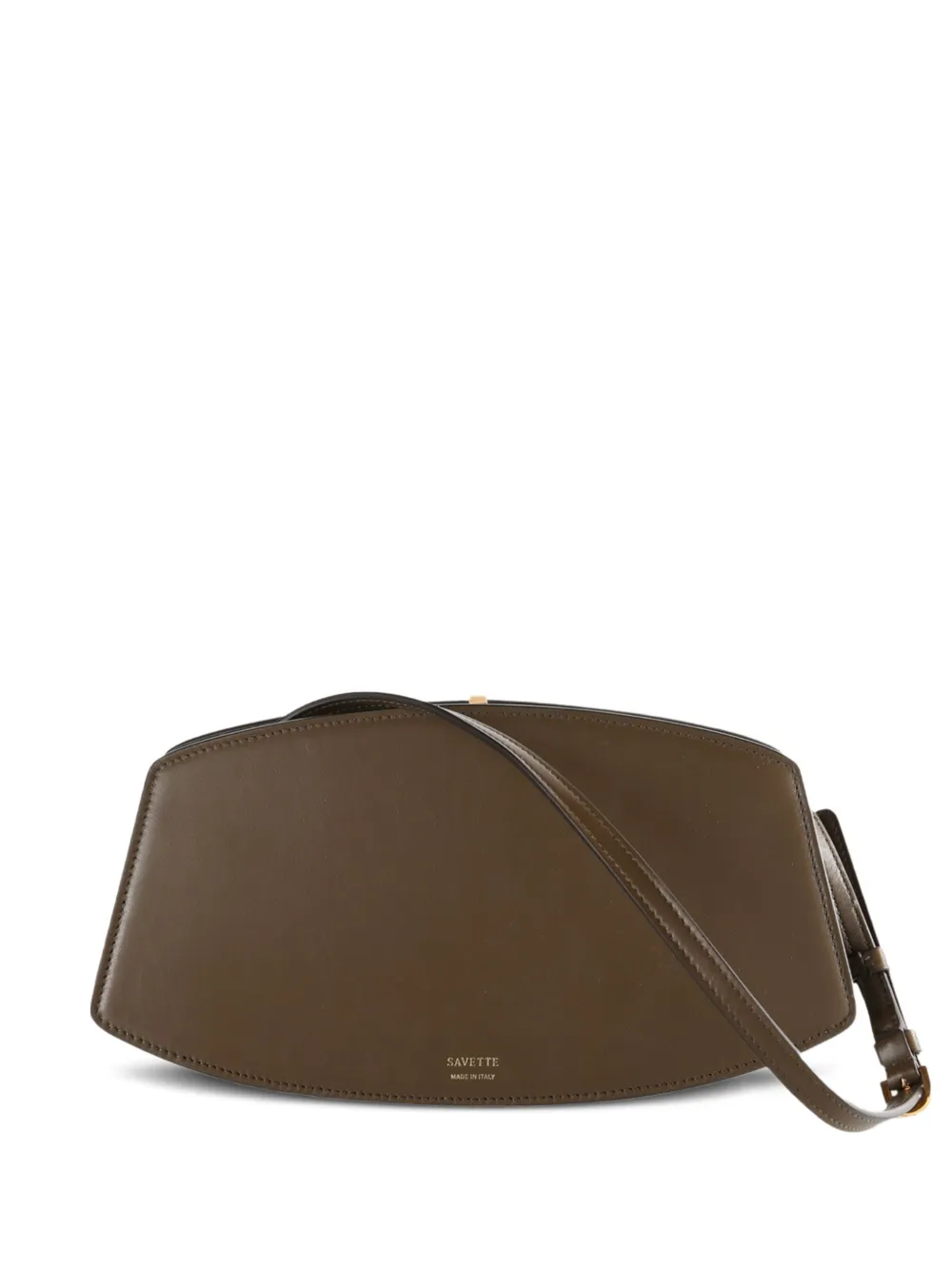 curved-flap calfskin shoulder bag