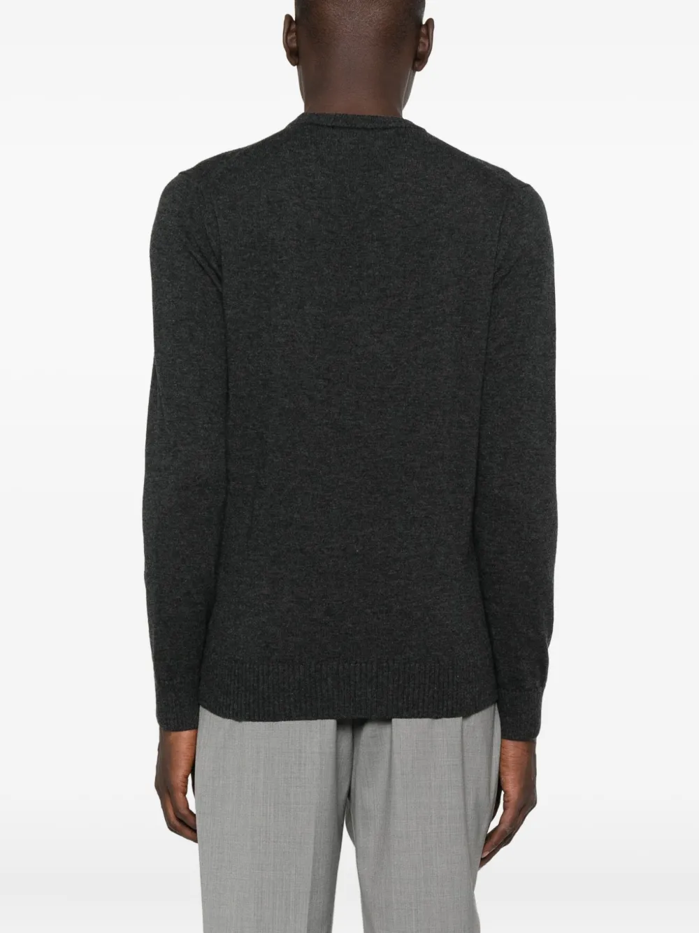 Alpha Studio Crew-neck Wool Sweater In Black