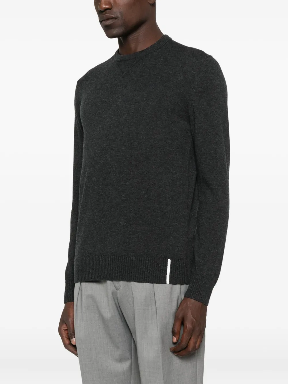 Alpha Studio Crew-neck Wool Sweater In Black