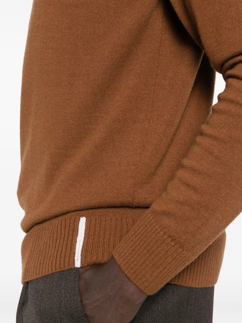 Alpha Studio Crew-neck Wool Sweater In Brown