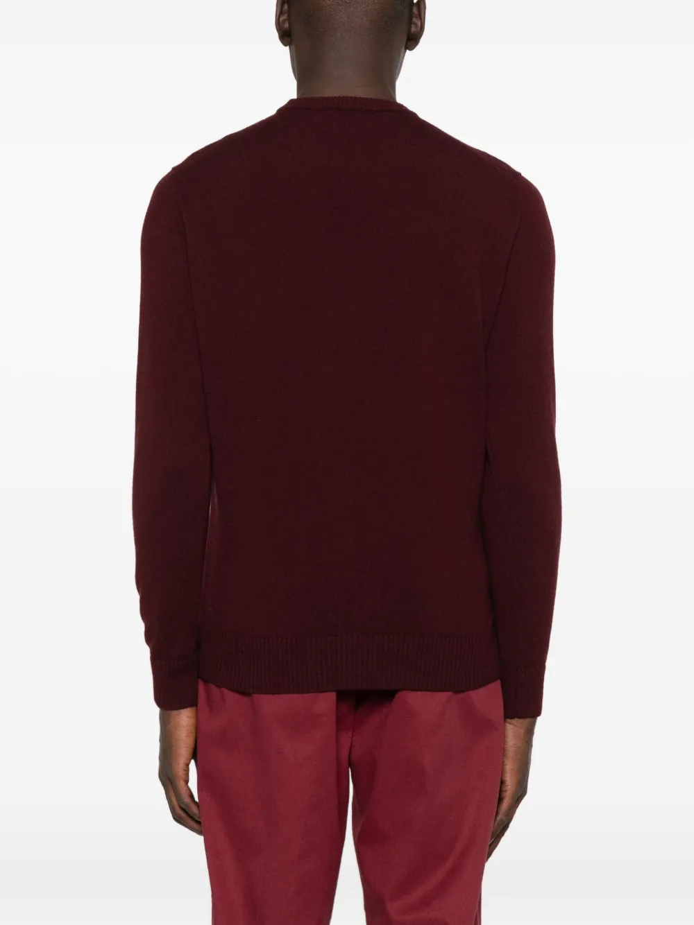 Alpha Studio Crew-neck Wool Sweater In Burgundy