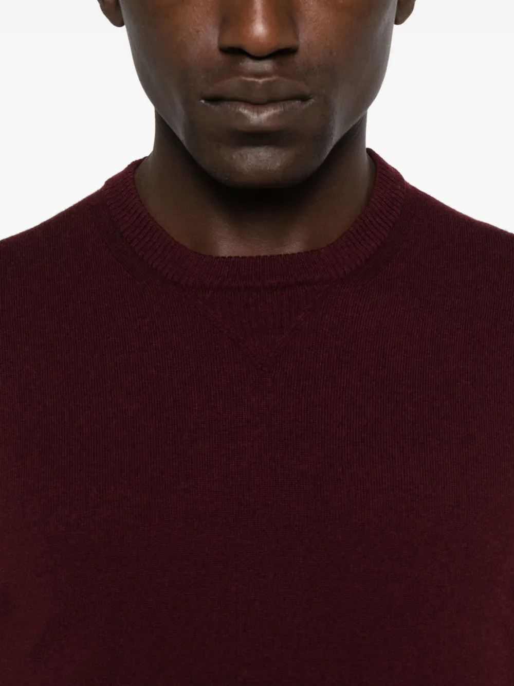 Alpha Studio Crew-neck Wool Sweater In Burgundy