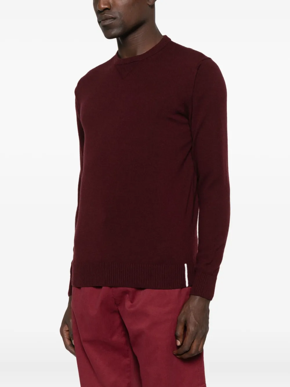 Alpha Studio Crew-neck Wool Sweater In Burgundy