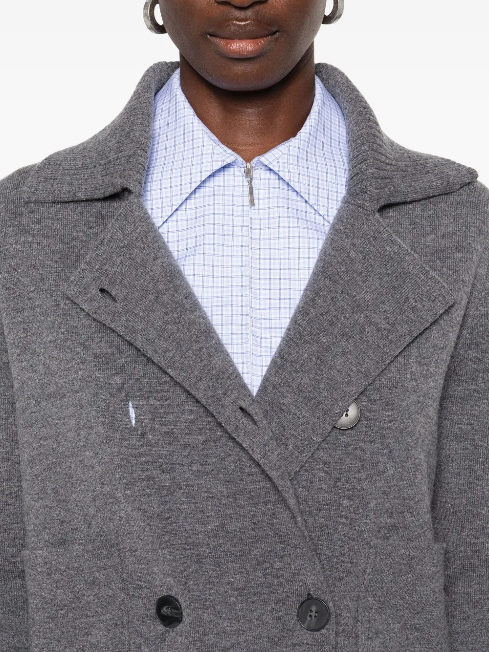 Alpha Studio Double-breasted Wool Cardigan In Gray