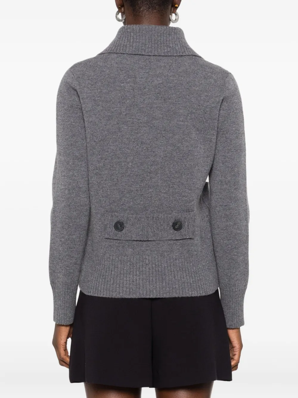 Alpha Studio Double-breasted Wool Cardigan In Gray