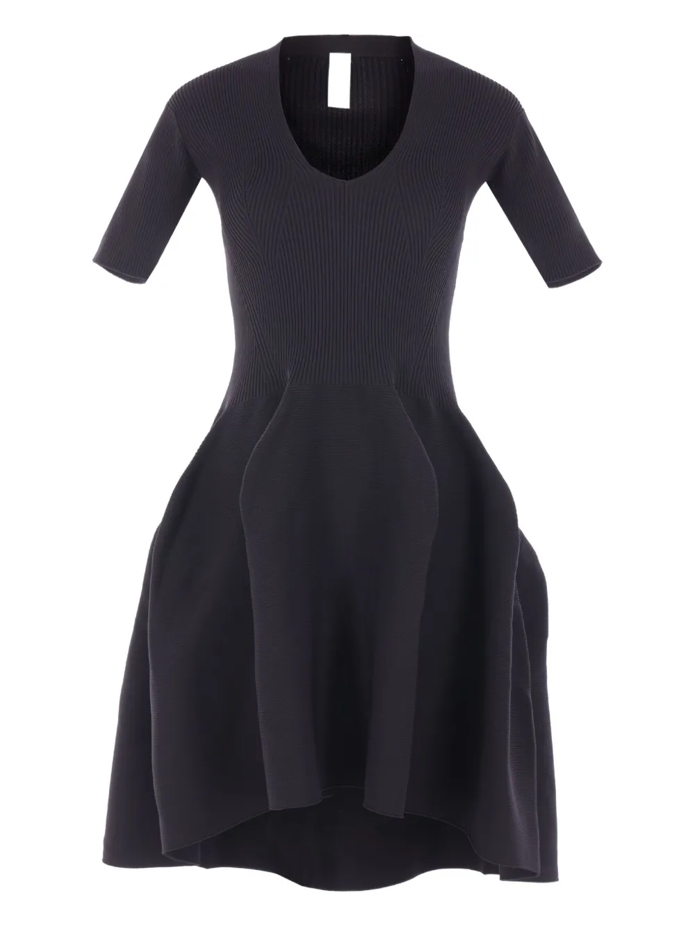 CFCL ribbed V-neck flared dress | Black | Image 1