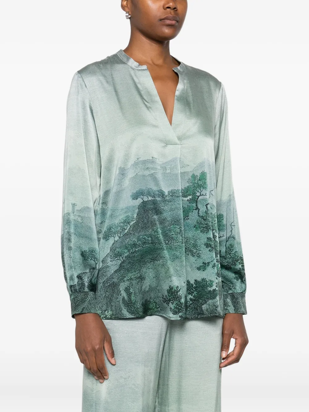 Pierre-louis Mascia Adastrgum Printed Top In Green