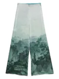 Pierre-Louis Mascia landscape-print wide-leg trousers - Green