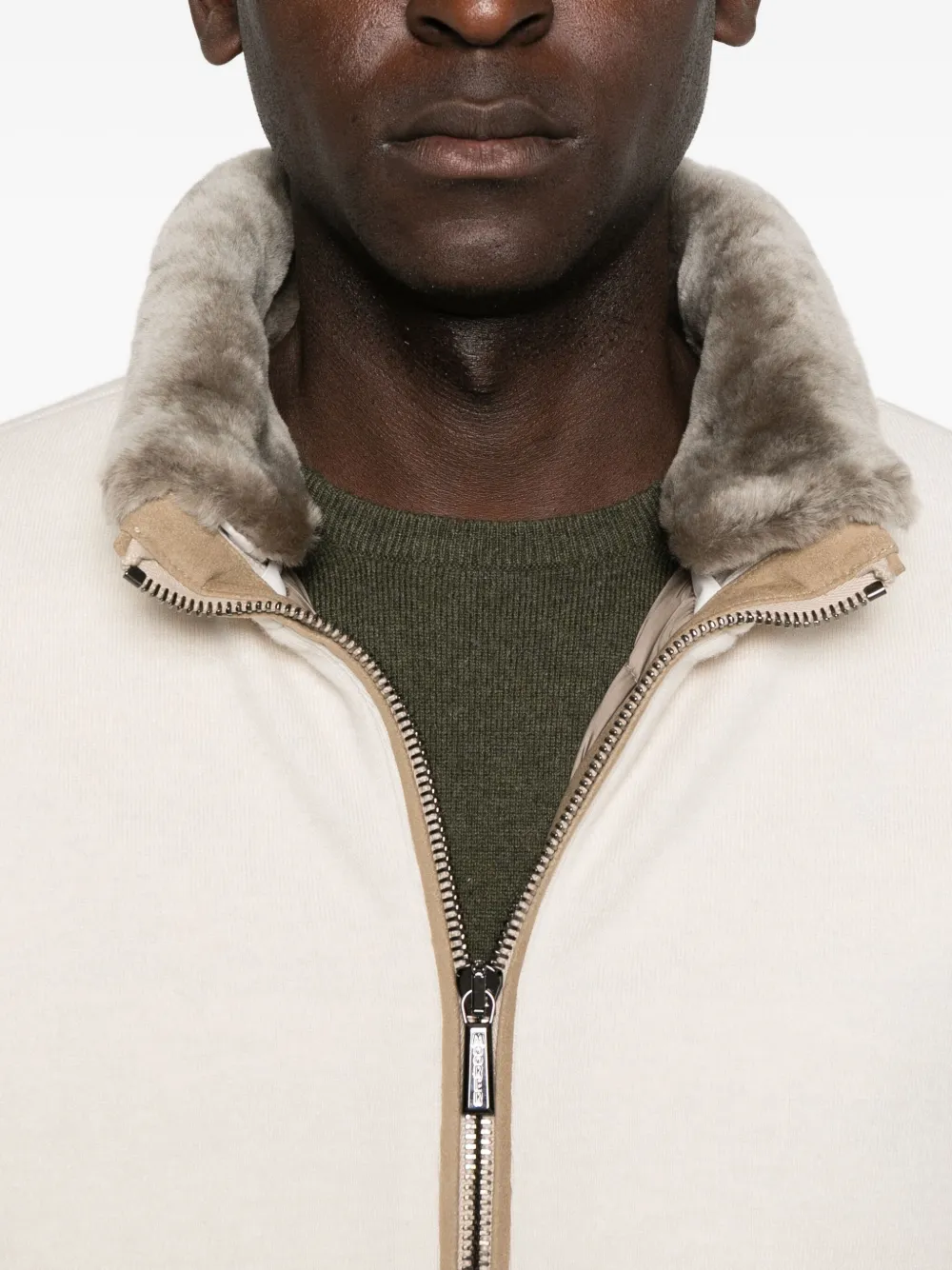 Moorer Long-sleeved Stand-up Collar Jacket In Neutral