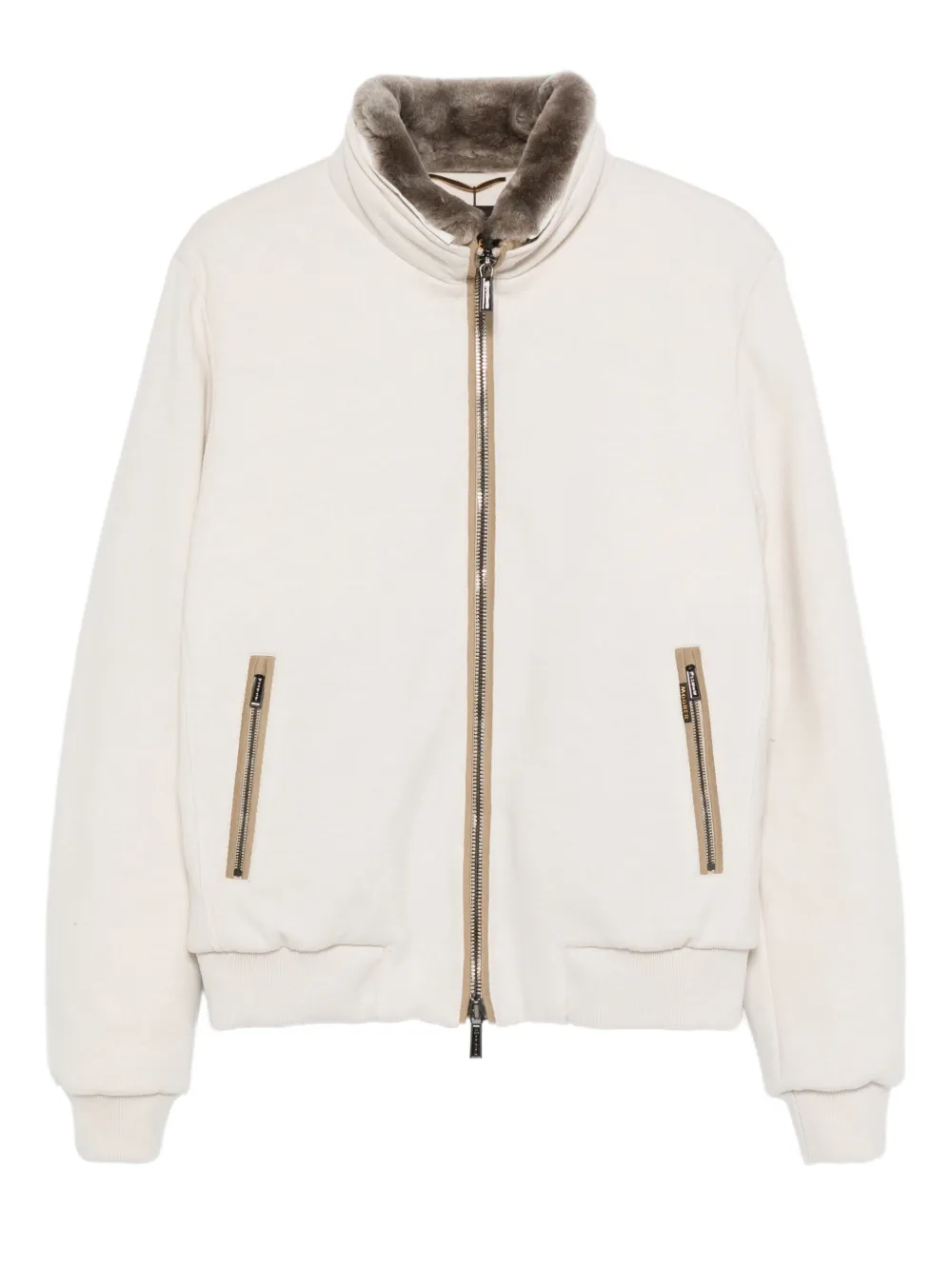 Moorer fur-trimmed zip-front jacket | Neutrals | Image 1
