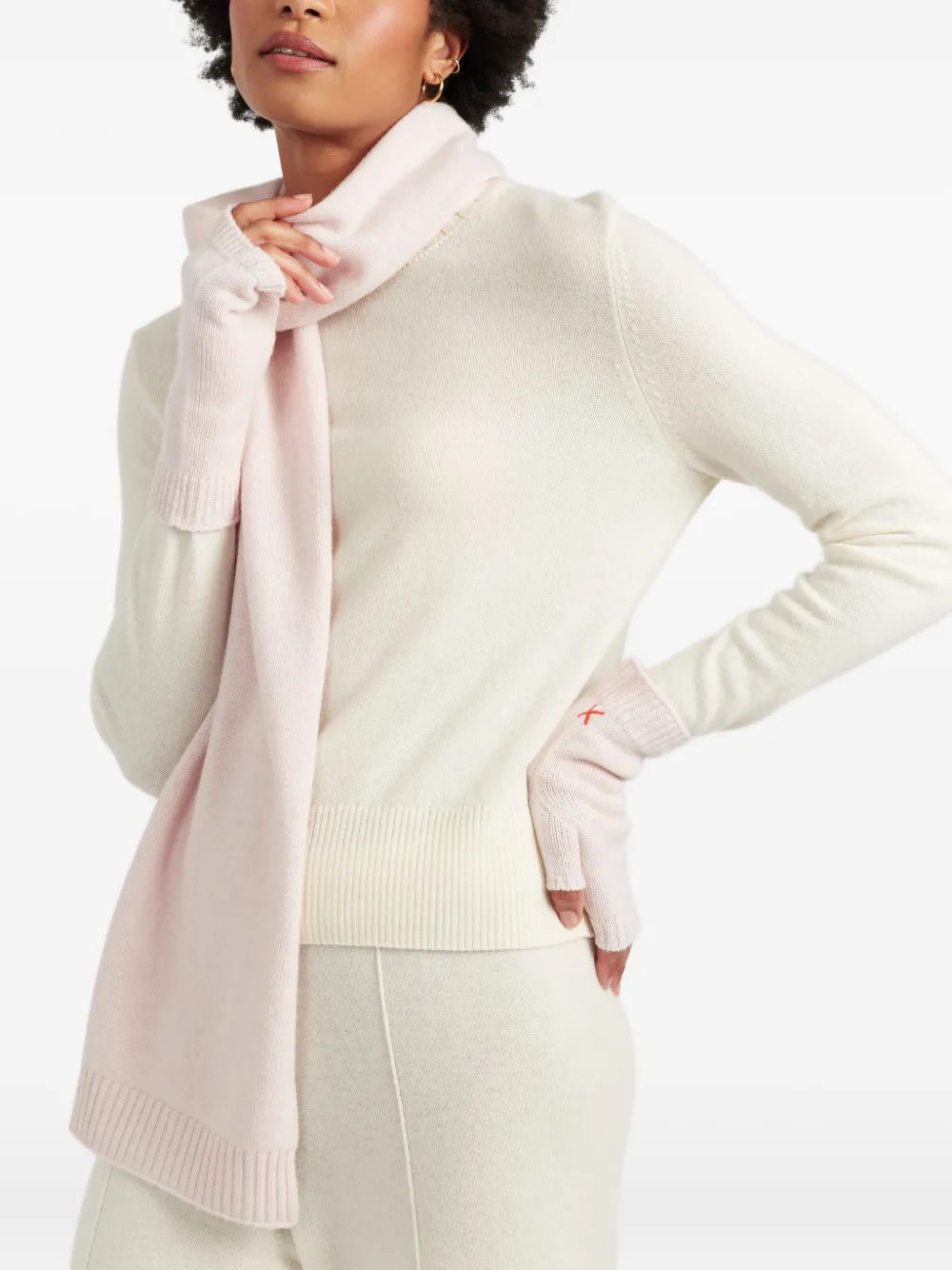 Chinti & Parker Ribbed Fingerless Gloves In Pink