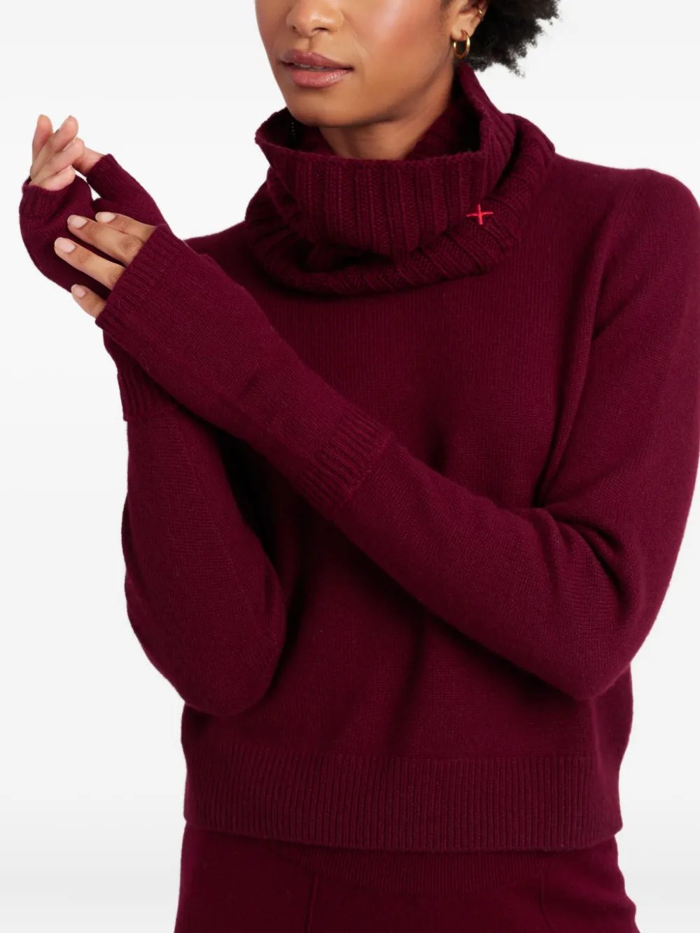 Chinti & Parker Ribbed Fingerless Gloves In Burgundy