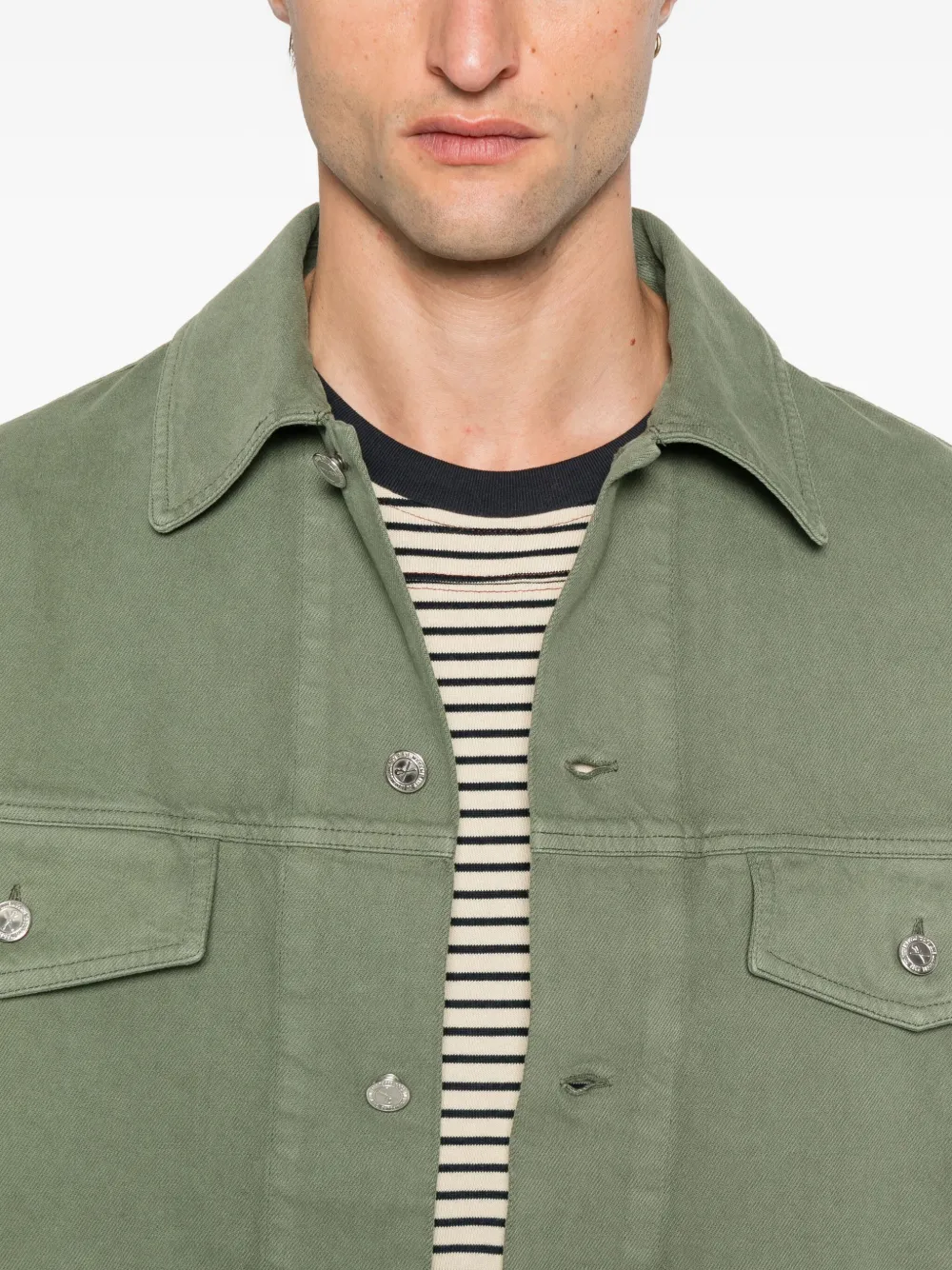 Apc Button-fastening Flap-pocket Jacket In Green