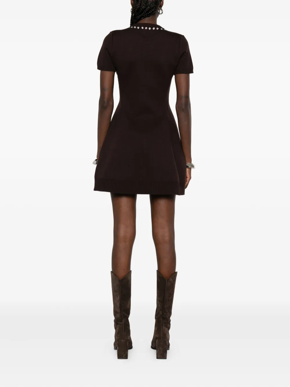 Coperni embellished short-sleeve mini dress Bruin