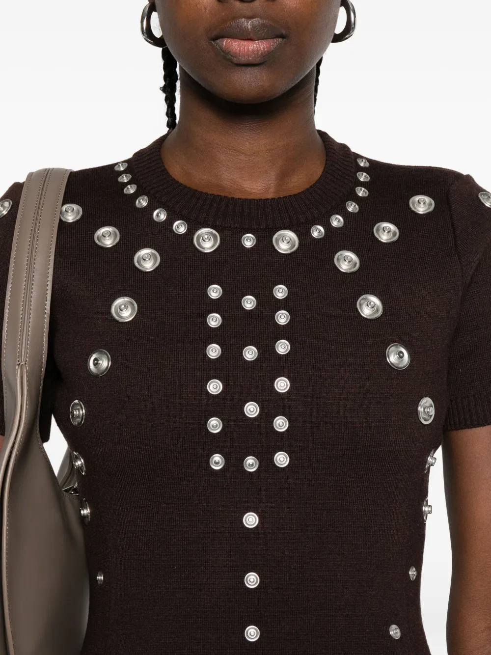 Coperni embellished short-sleeve mini dress Bruin