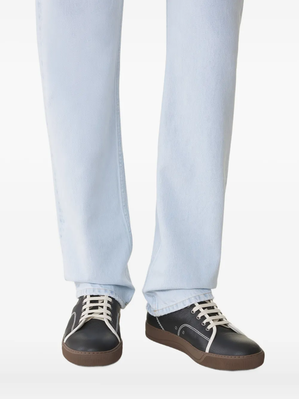Lanvin leather lace-up sneakers Black