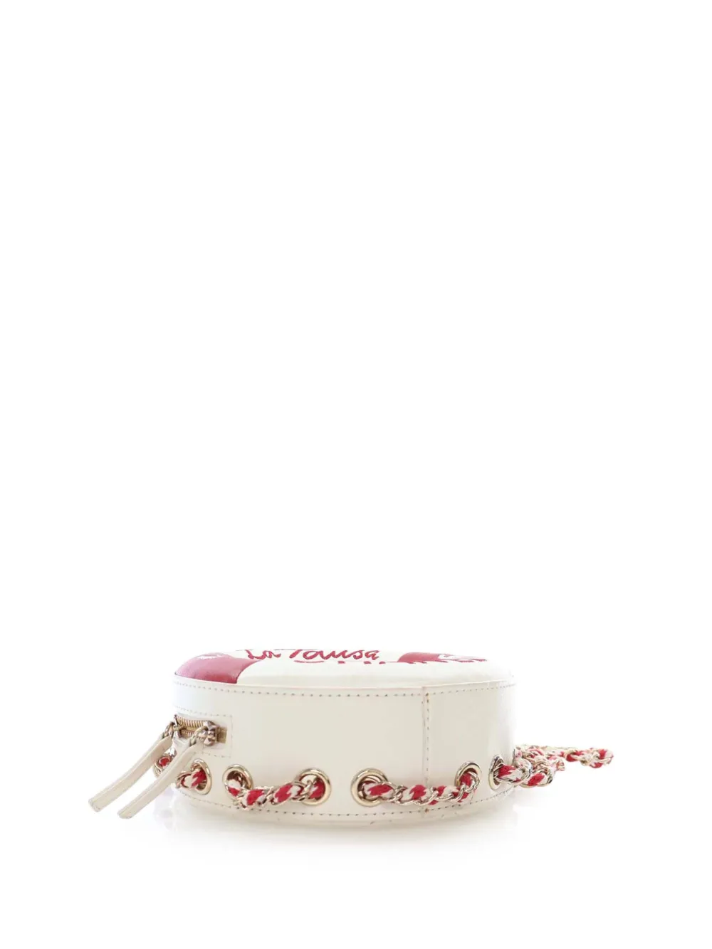 Pre-owned Chanel 2018-2019 Lambskin Coco Lifesaver Round Crossbody Bag In Red