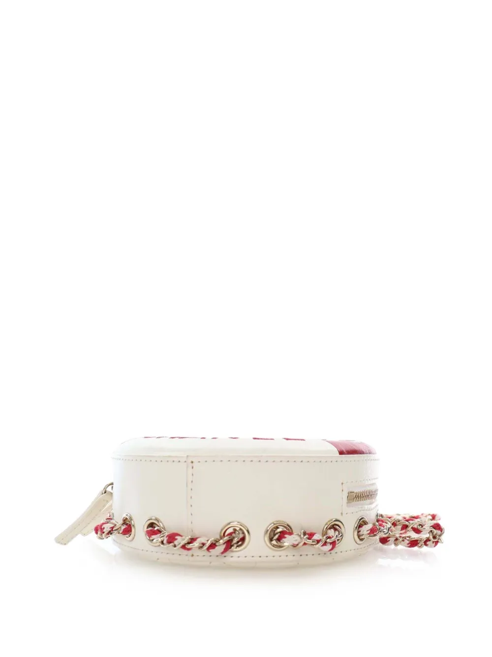 Pre-owned Chanel 2018-2019 Lambskin Coco Lifesaver Round Crossbody Bag In Red