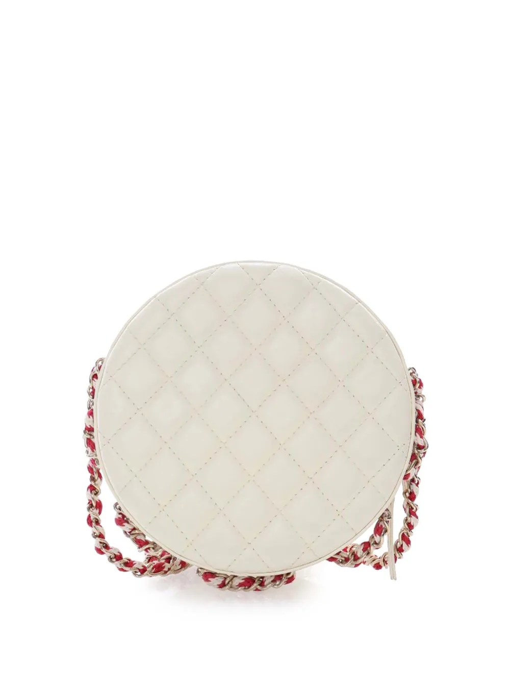 Pre-owned Chanel 2018-2019 Lambskin Coco Lifesaver Round Crossbody Bag In Red
