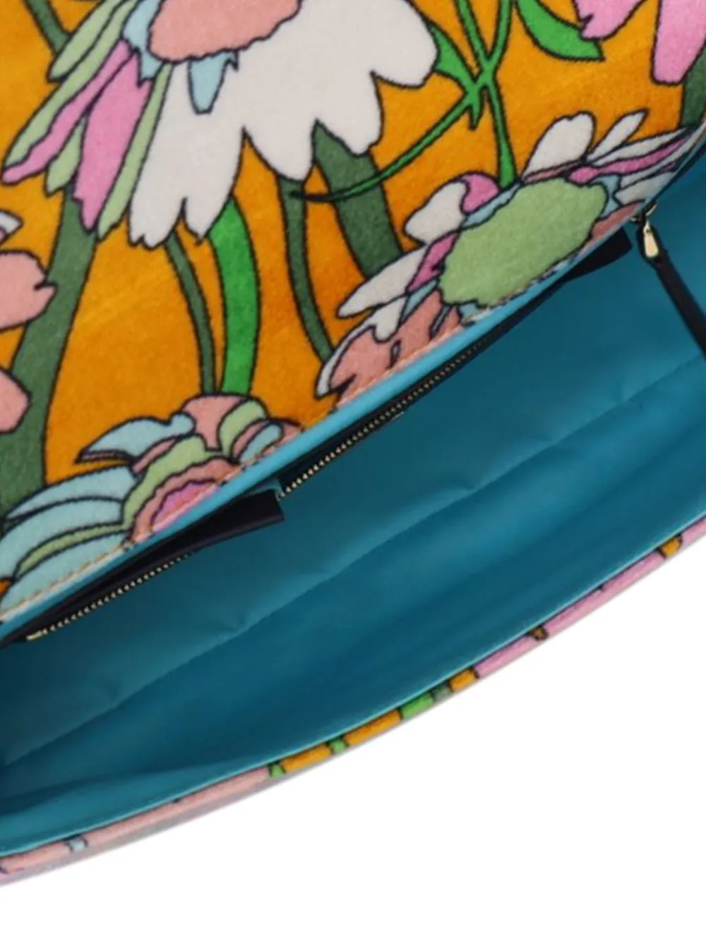 Pre-owned Fendi 2010-2025 Floral Print Velvet Baguette Satchel In Orange