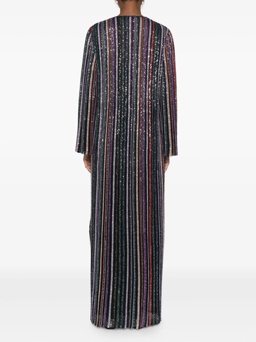 Missoni Sequin-striped V-neck Maxi Dress In Multi