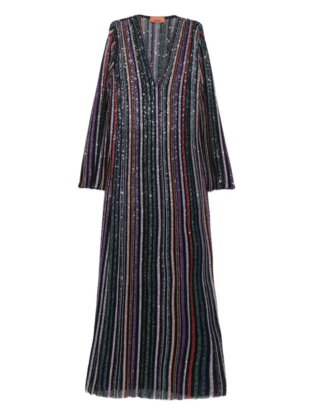 Missoni Sequin-striped V-neck Maxi Dress In Multi
