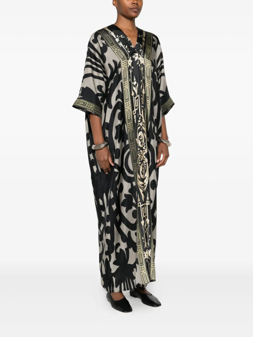 Pierre-louis Mascia Baroque-print V-neck Maxi Dress In Multi