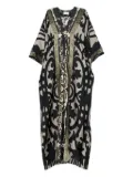 Pierre-Louis Mascia baroque-print V-neck maxi dress - Black