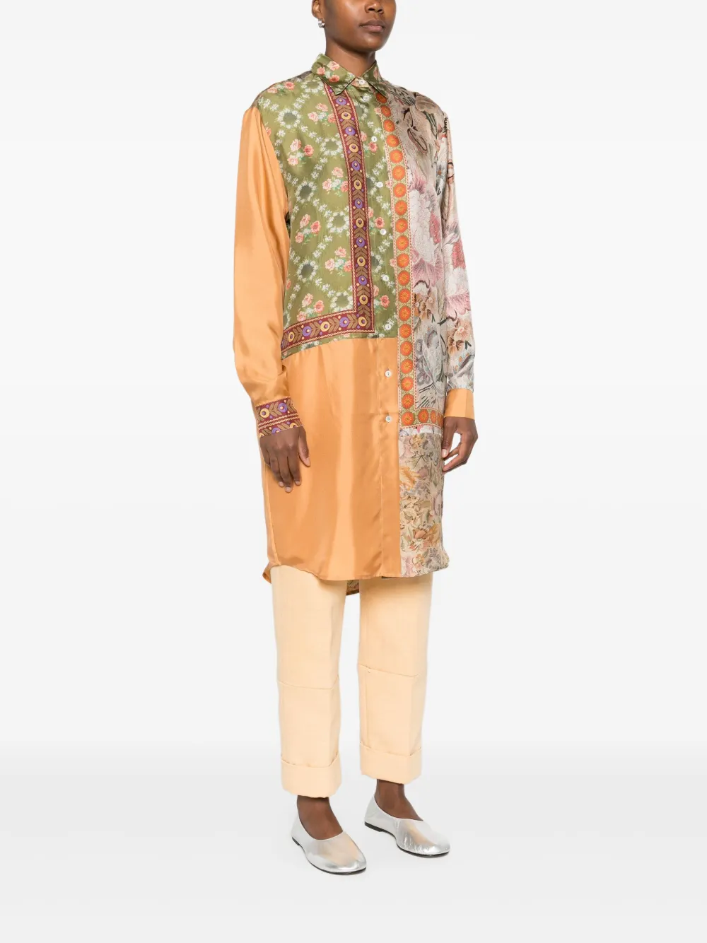 Pierre-louis Mascia Floral-patchwork Shirt In Multi